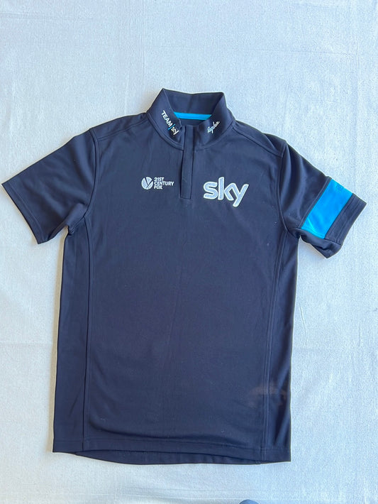 Casual T-Shirt with Zipped Collar Short Sleeve | Rapha | Team Sky | Pro Cycling Kit