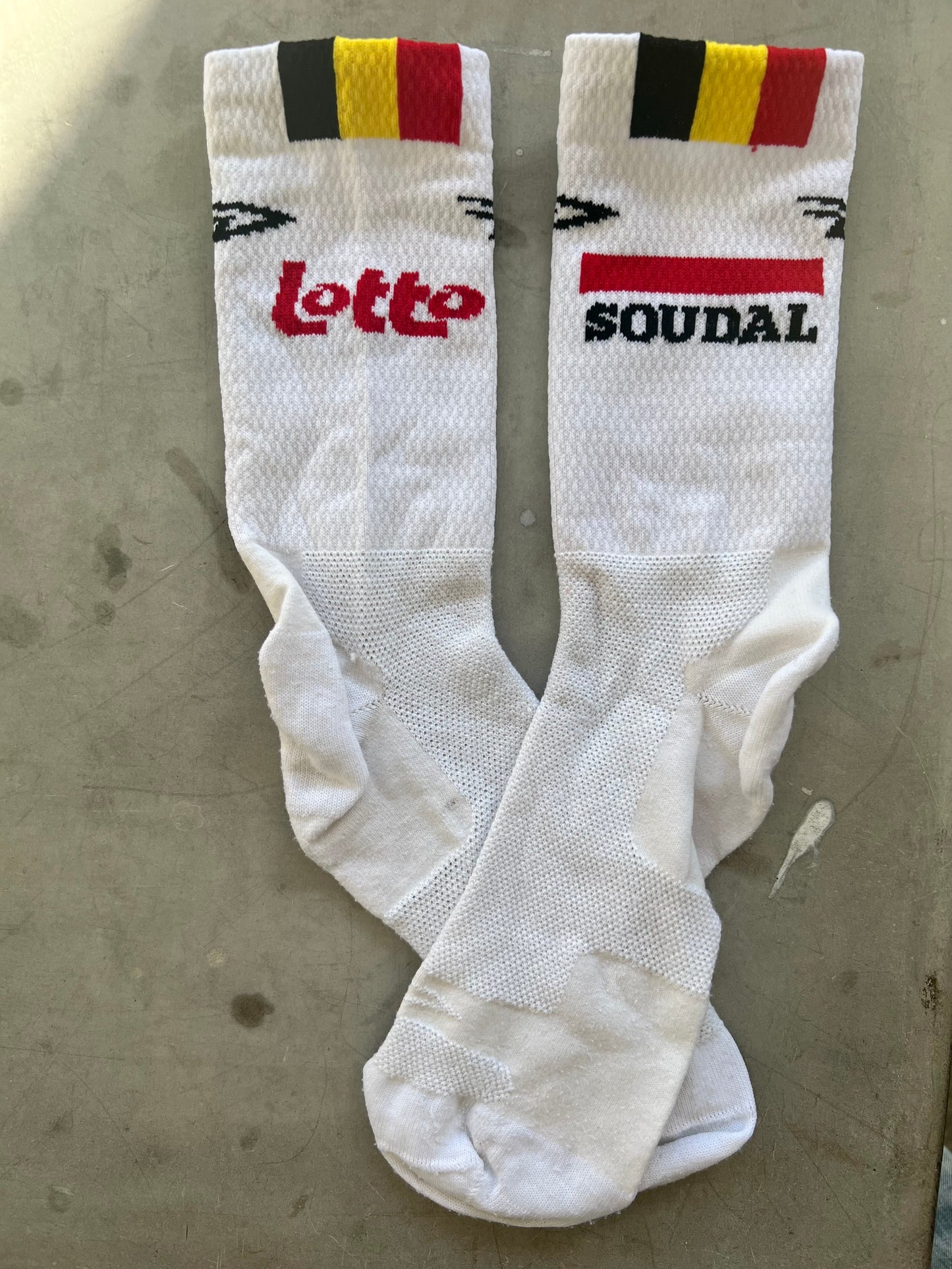 Lotto Soudal | DeFeet White Cycling Socks | Rider-Issued Pro Team Kit