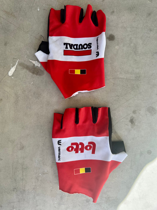 Lotto Soudal | Vermarc Red Unpadded Cycling Gloves | Rider-Issued Pro Team Kit