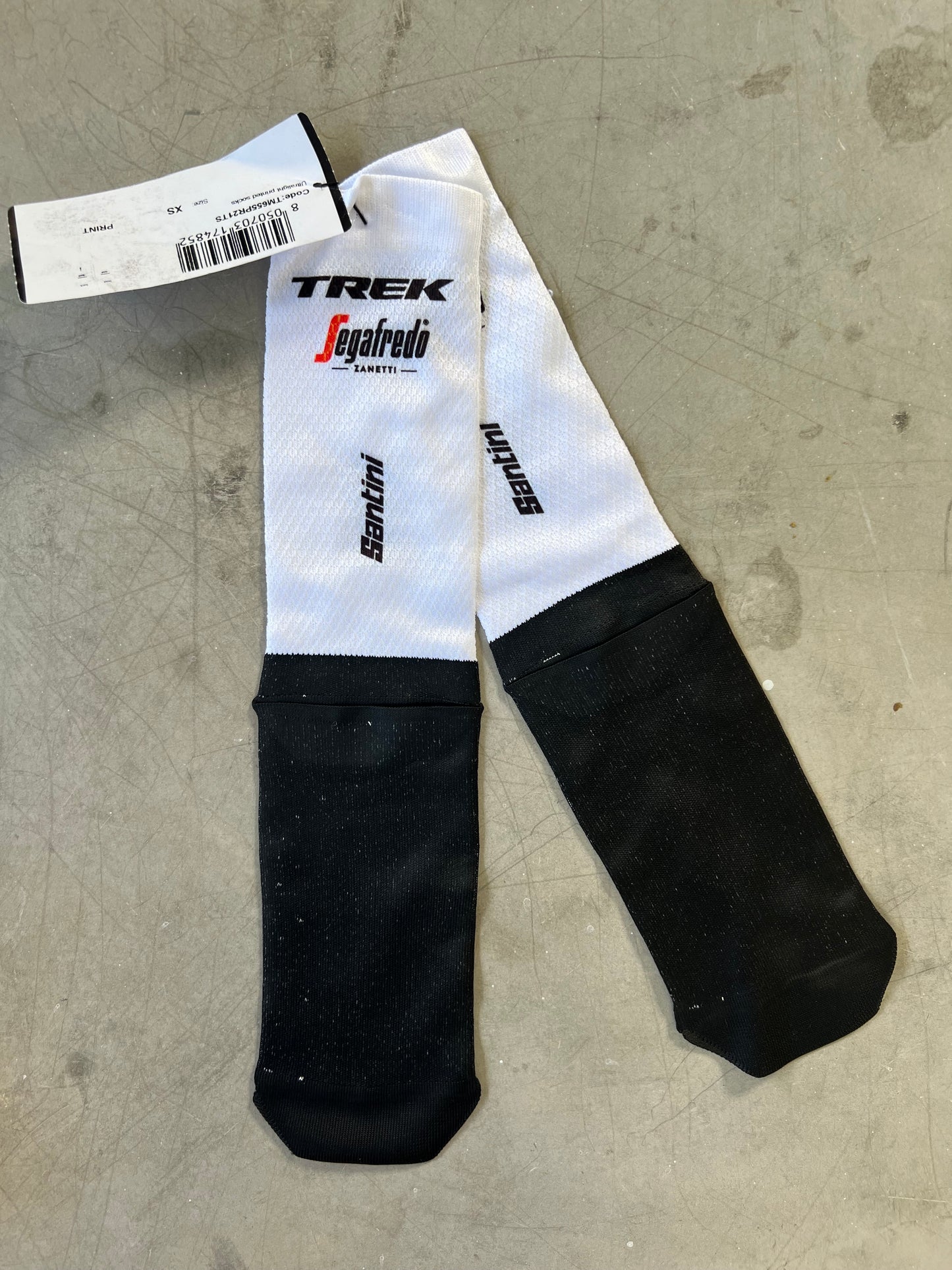 Trek Segafredo | Santini Ultralight Summer Cycling Socks | White | Rider-Issued Pro Team Kit