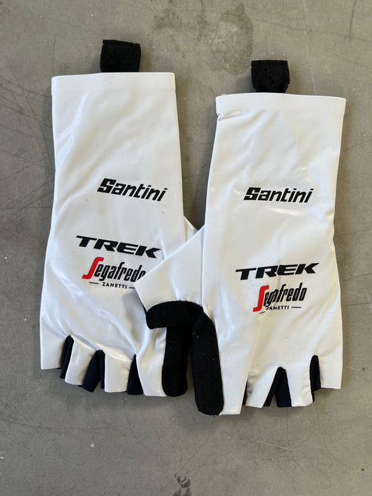 Trek Segafredo | Santini TT Gloves | White | Rider-Issued Pro Team Kit