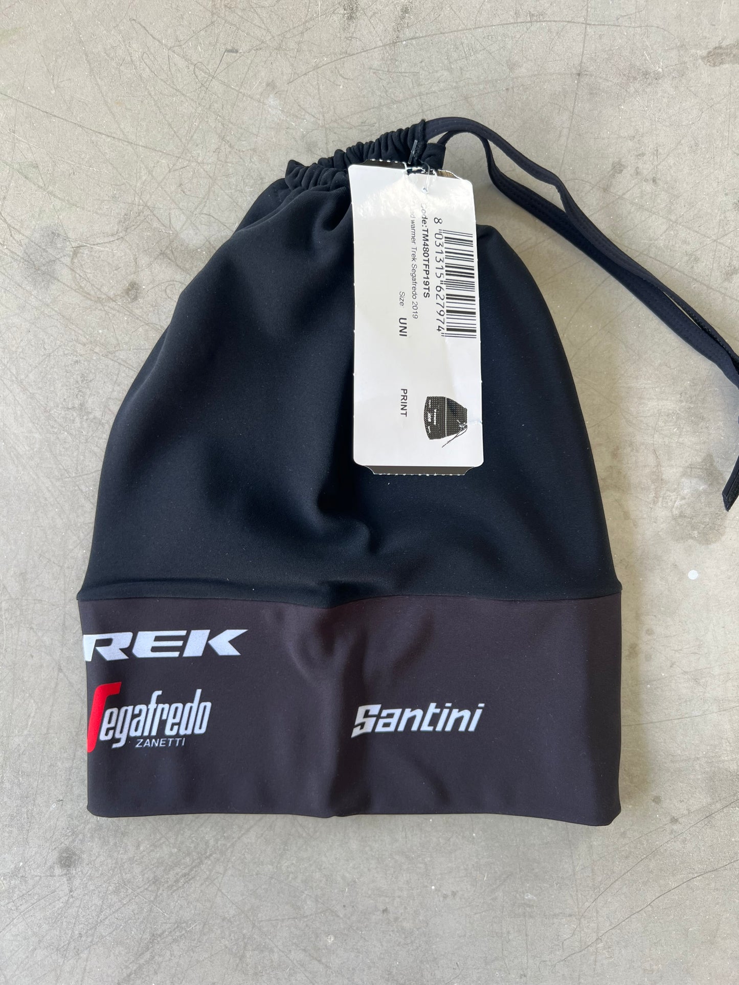 Trek Segafredo | Santini 2 in 1 Neck Warmer & Beanie | Black | Rider-Issued Pro Team Kit