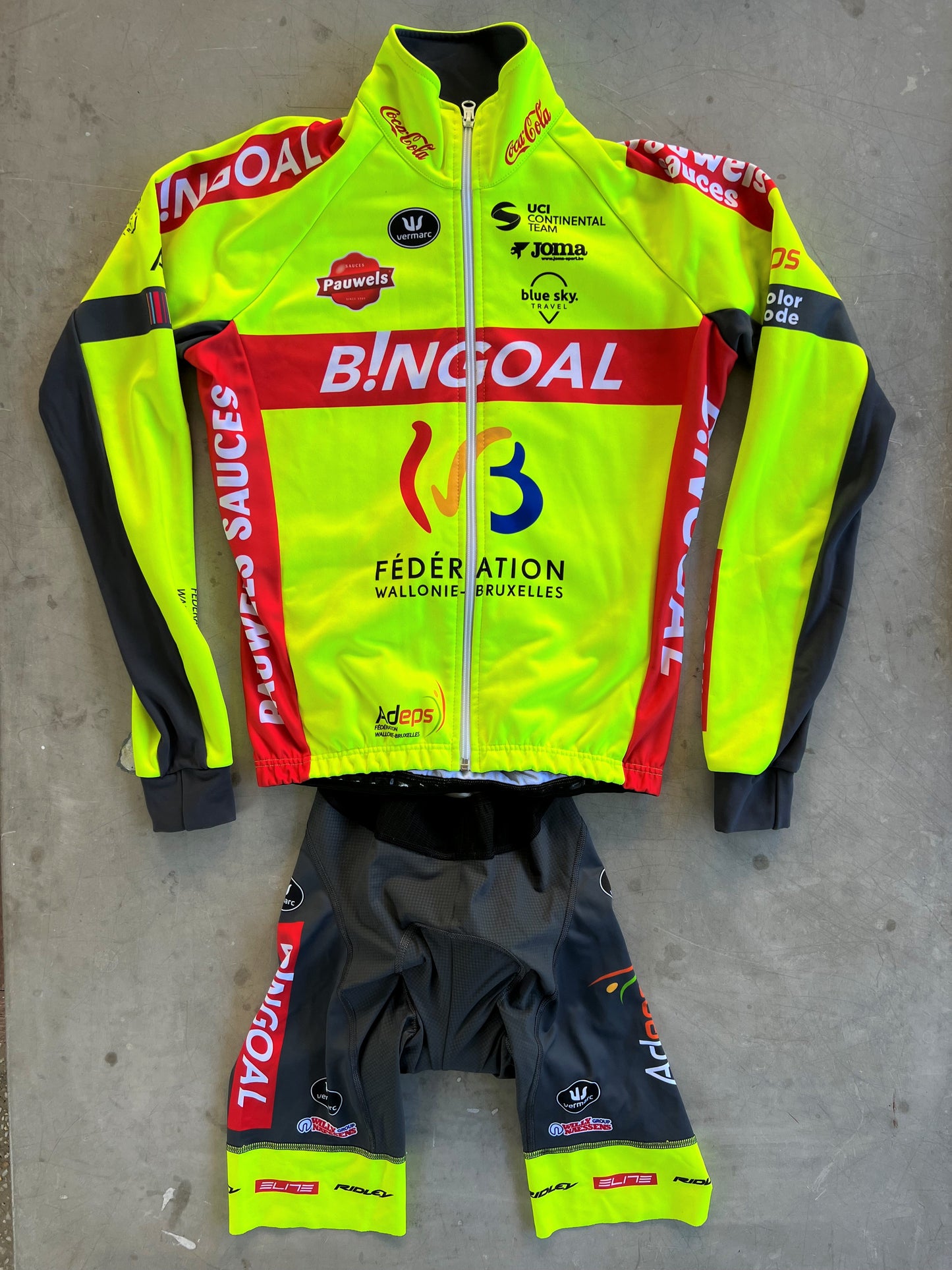 Bingoal | Vermarc Thermal Jersey + Race Bibs Set | Size S | Rider-Issued Pro Team Kit