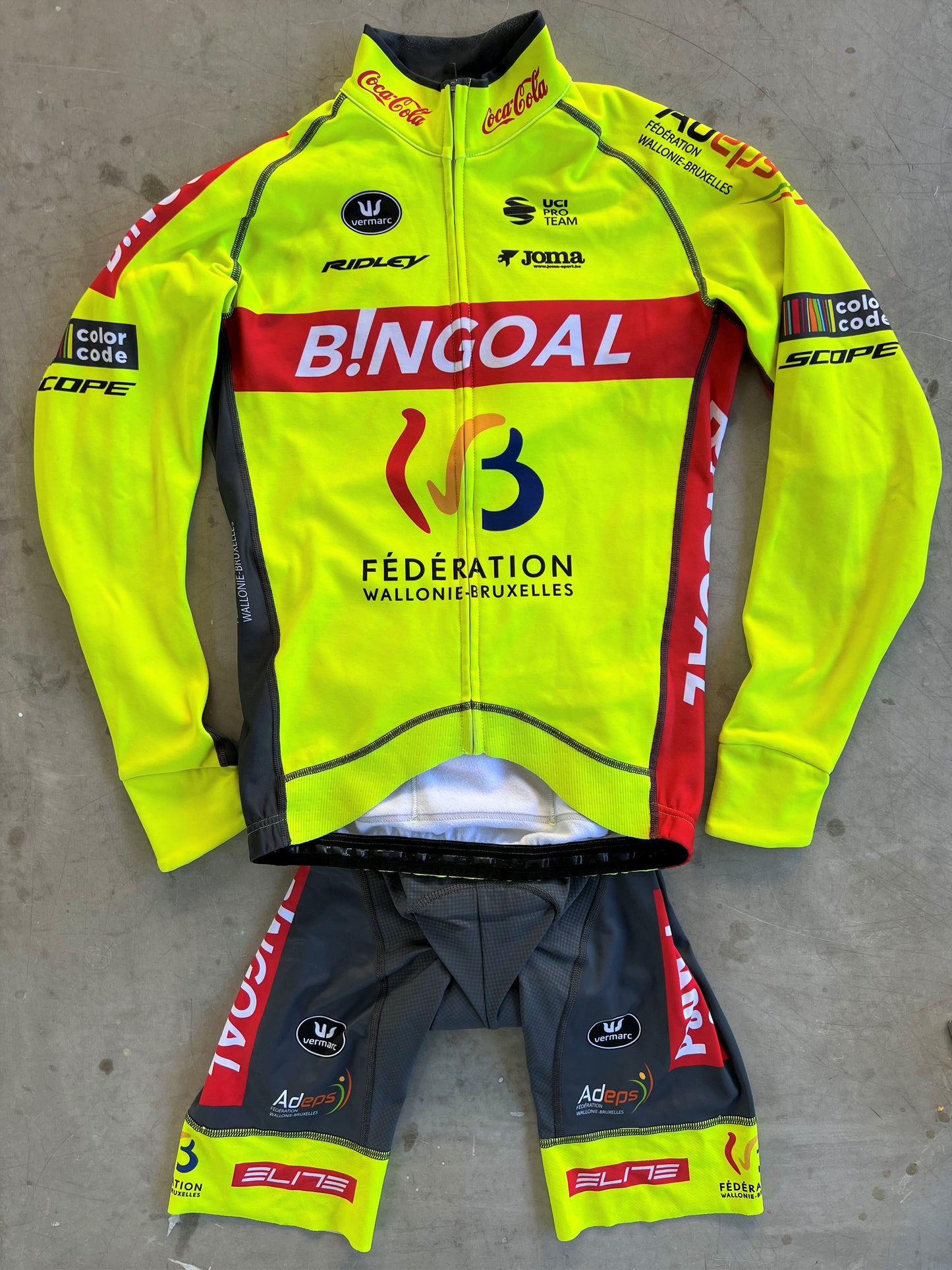 Bingoal | Vermarc Thermal Jersey + Race Bibs Set | Size M | Rider-Issued Pro Team Kit