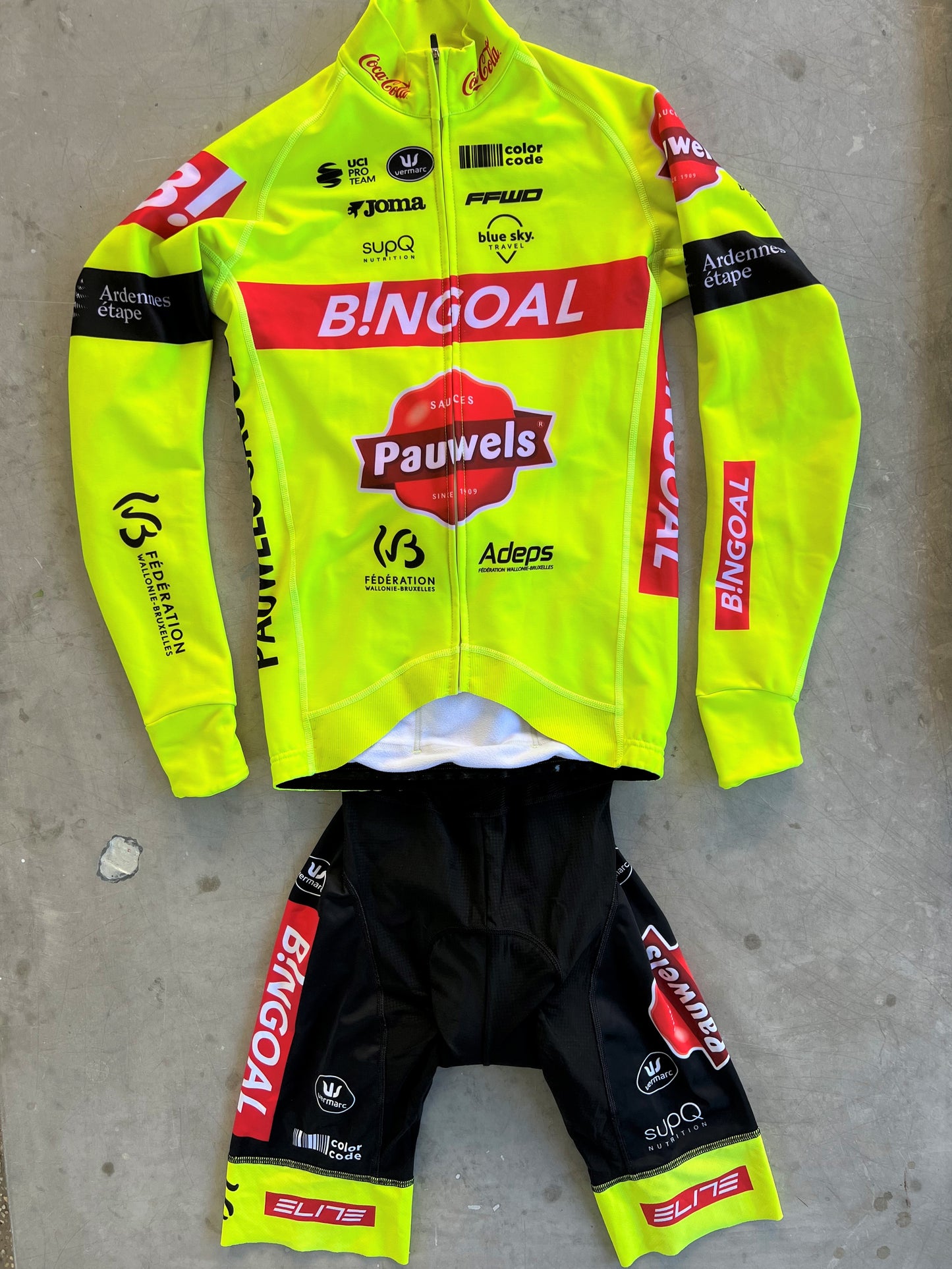 Bingoal | Vermarc Thermal Jersey + Race Bibs Set | Size S | Rider-Issued Pro Team Kit