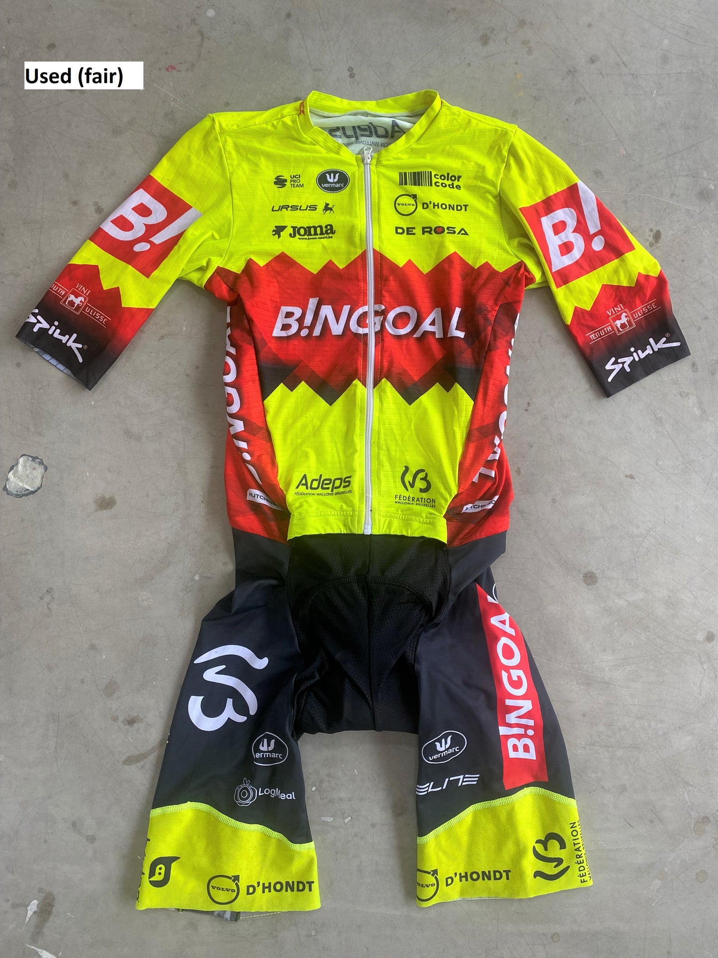 Bingoal | Vermarc Aero Road Suit | Yellow | Size S | Rider-Issued Pro Team Kit