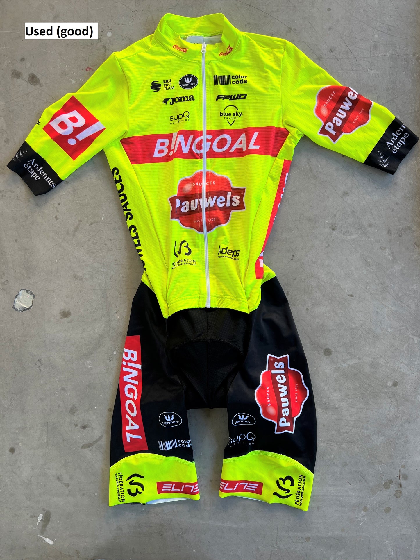 Bingoal | Vermarc Aero Road Suit | Yellow | Size S | Rider-Issued Pro Team Kit