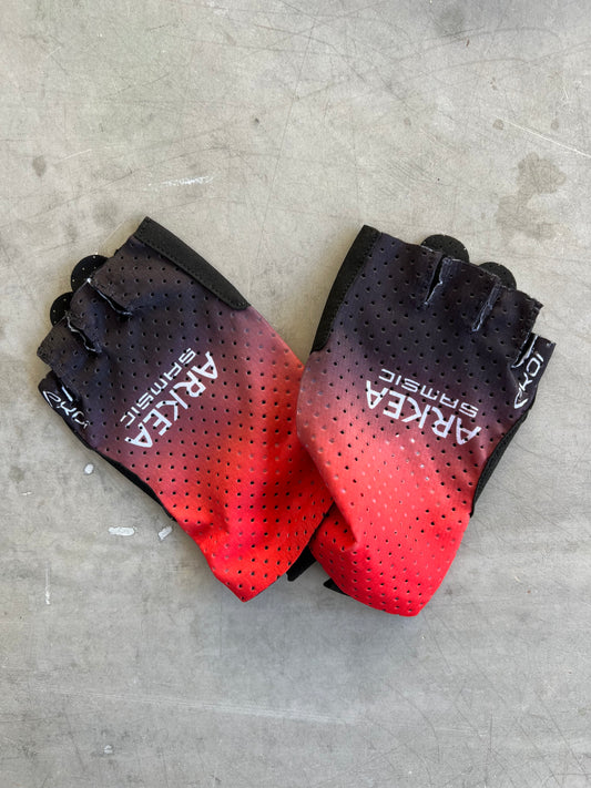 Arkea Samsic | Ekoi Lycra Perforated Cycling Gloves | Red | Rider-Issued Pro Team Kit