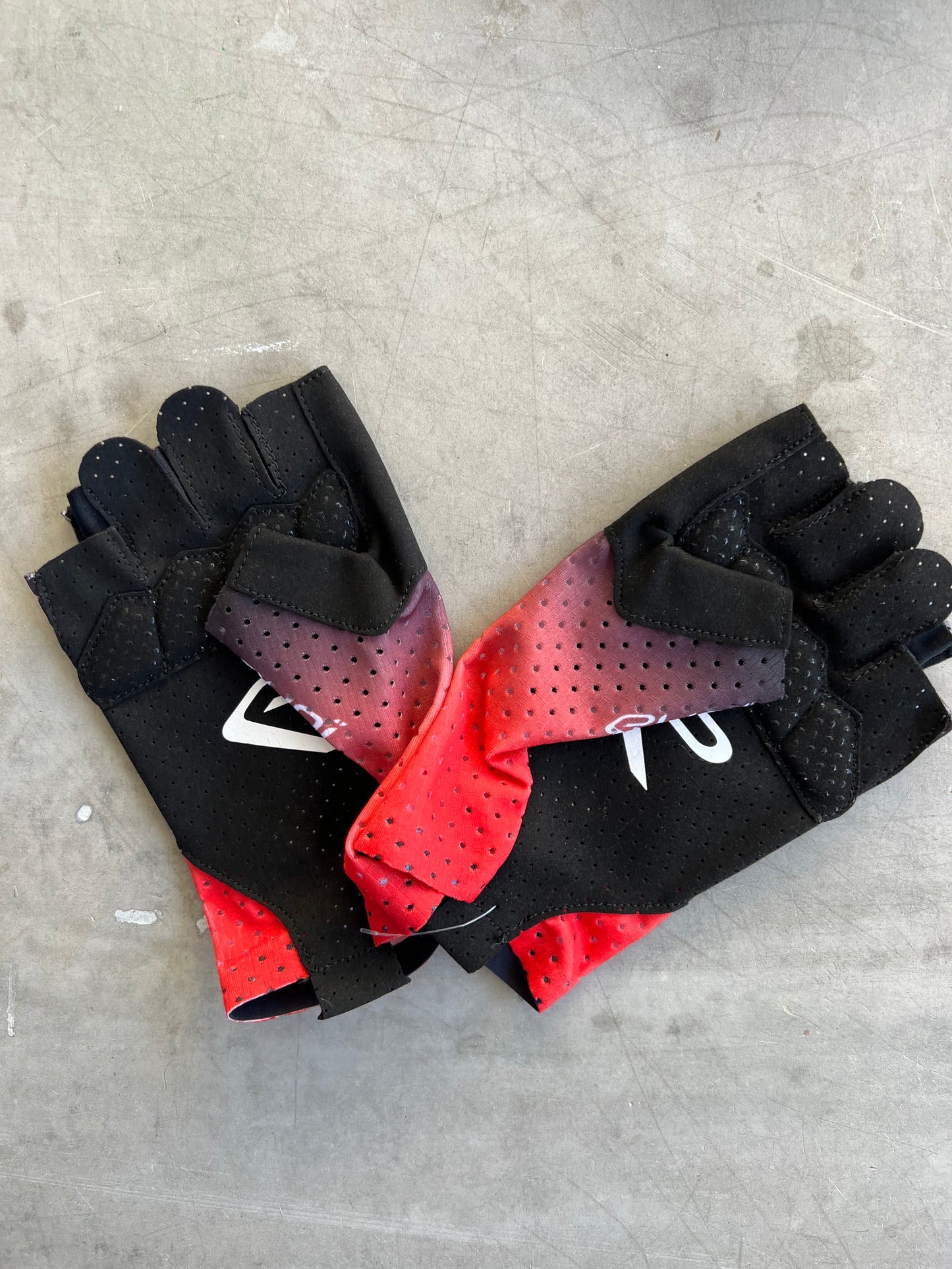 Arkea Samsic | Ekoi Lycra Perforated Cycling Gloves | Red | Rider-Issued Pro Team Kit