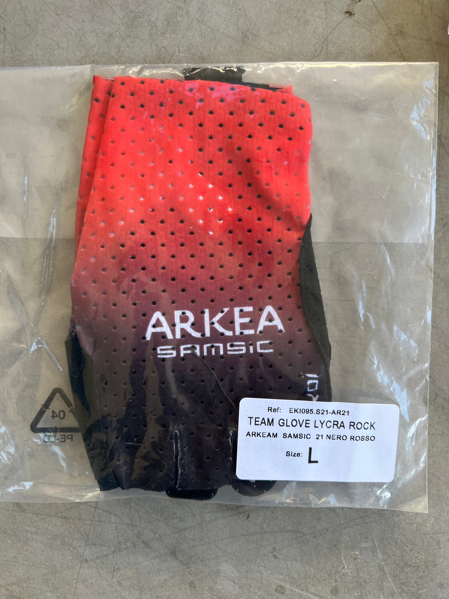 Arkea Samsic | Ekoi Lycra Perforated Cycling Gloves | Red | Rider-Issued Pro Team Kit