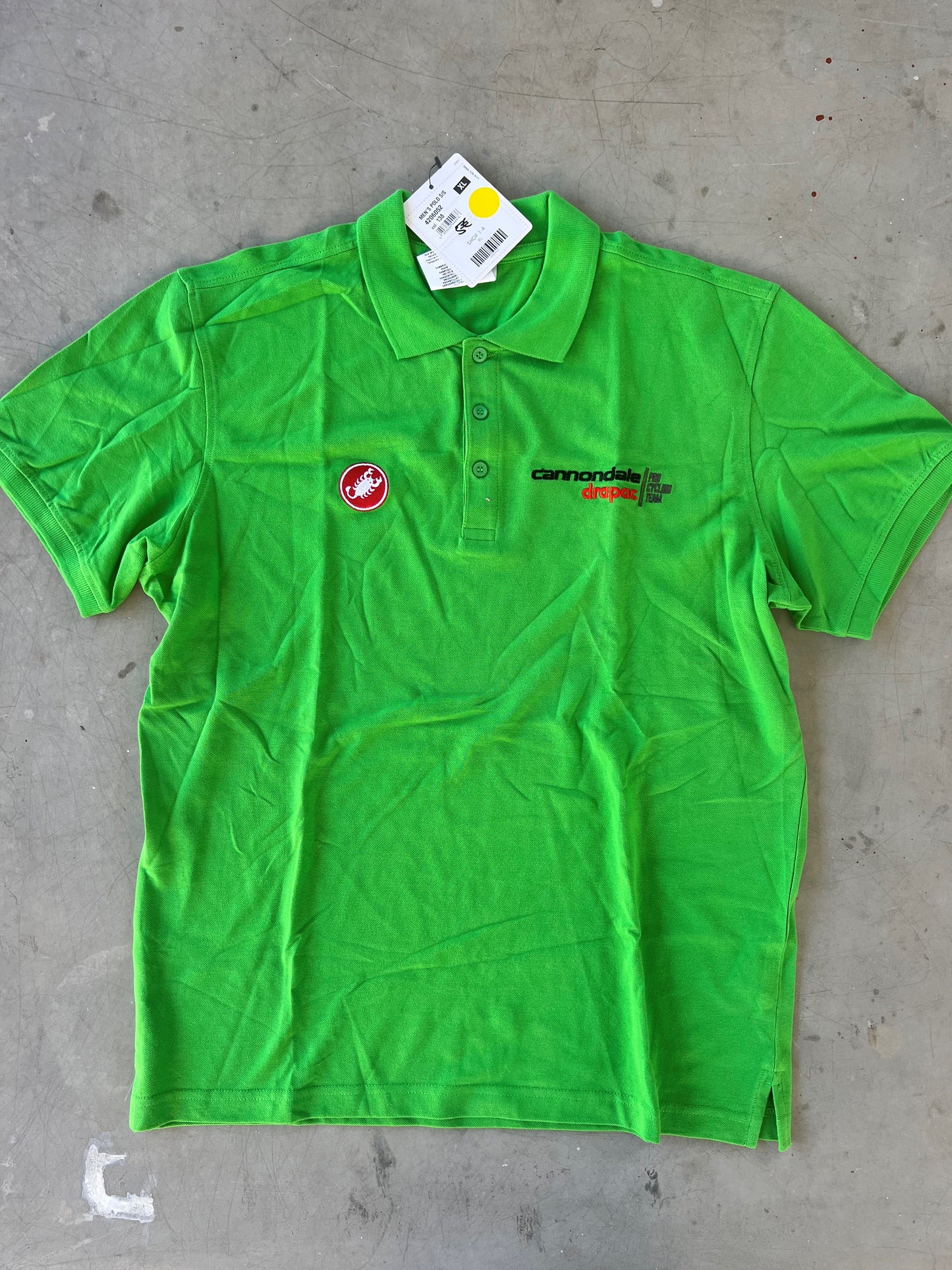 Cannondale Drapac | Castelli Men's Polo shirt | Green | XL | Rider-Issued Casual Pro Team Kit - Clearance