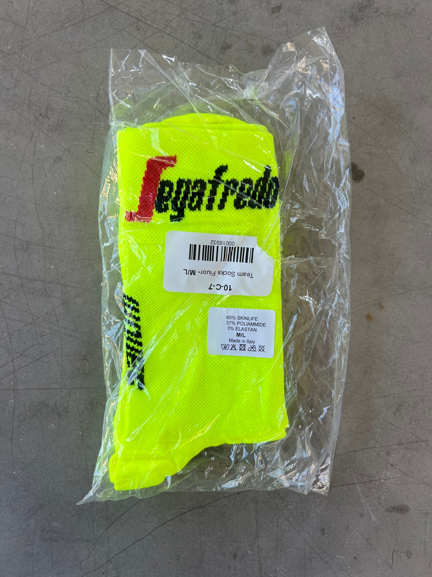 Trek Segafredo | Santini Cycling Socks | Fluoro Yellow | M/L | Rider-Issued Pro Team Kit - clearance