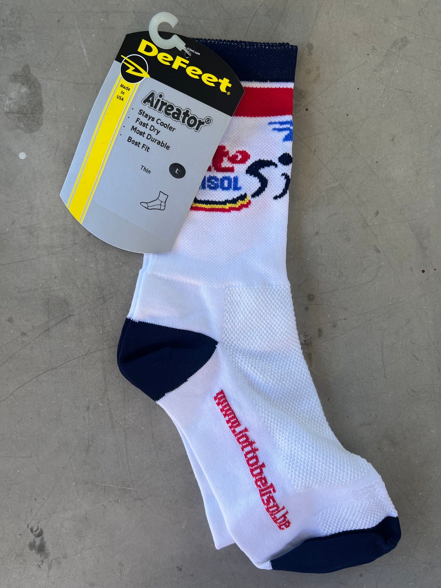 Lotto Belisol | DeFeet Cycling Socks | White | Rider-Issued Pro Team Kit