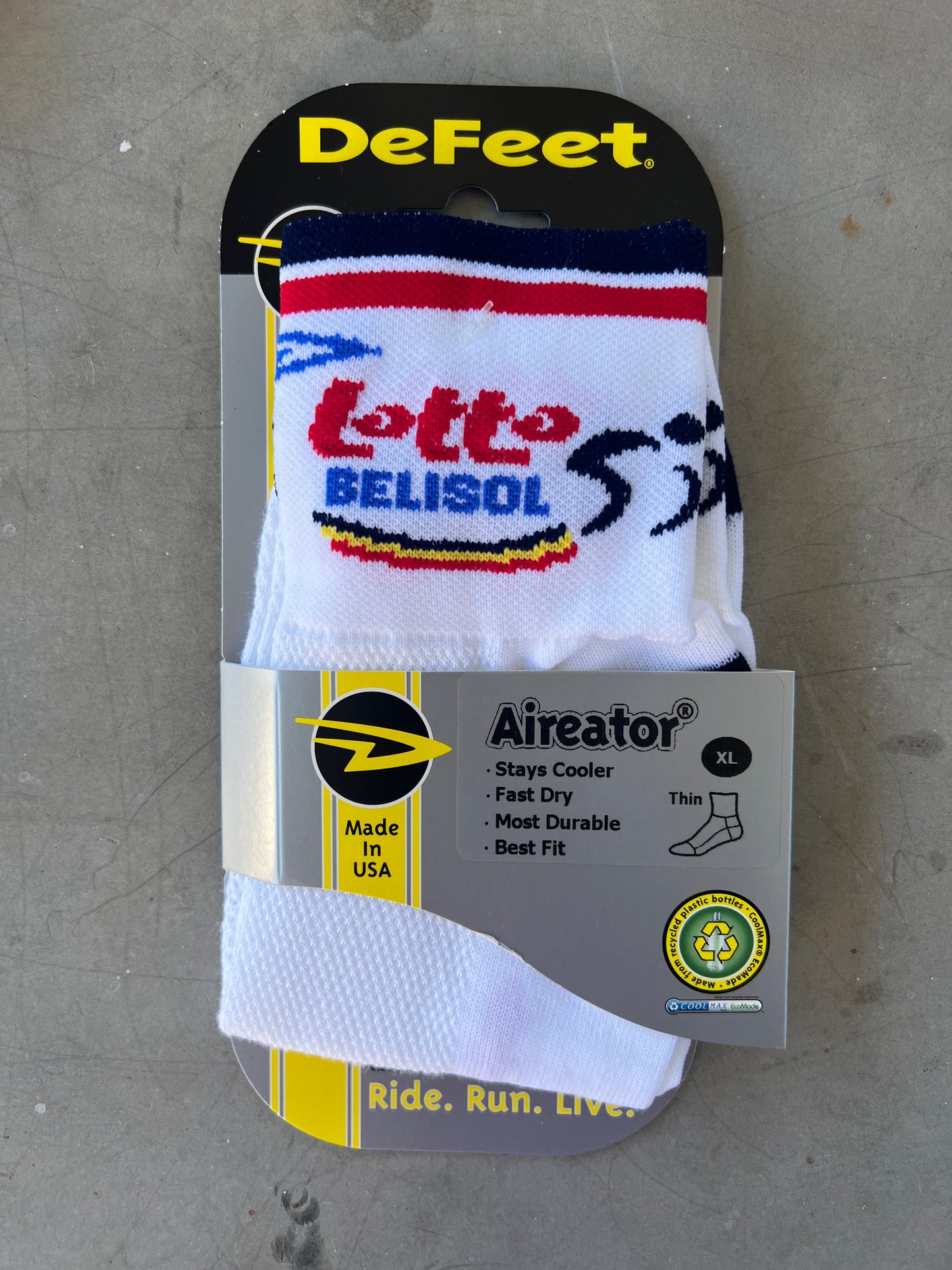 Lotto Belisol | DeFeet Cycling Socks | White | Rider-Issued Pro Team Kit