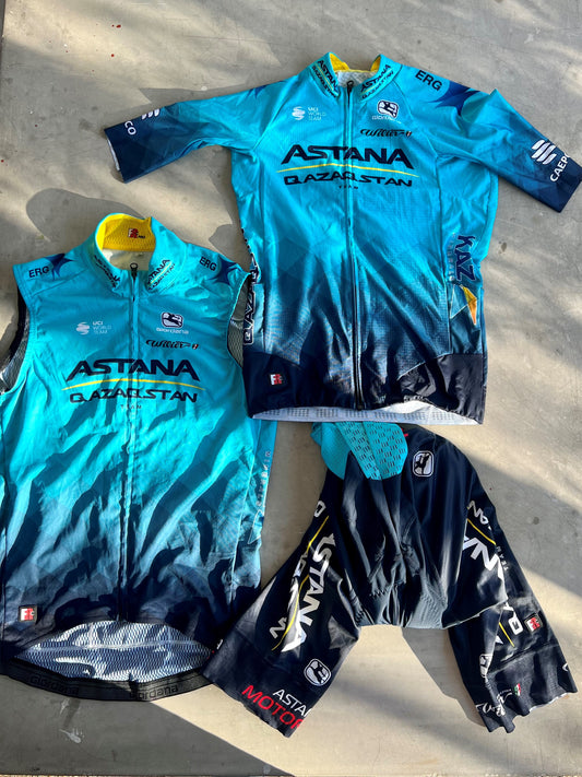 Astana | Giordana Bundle - Jersey, Bibs, Gilet | S | Rider-Issued Pro Team Kit