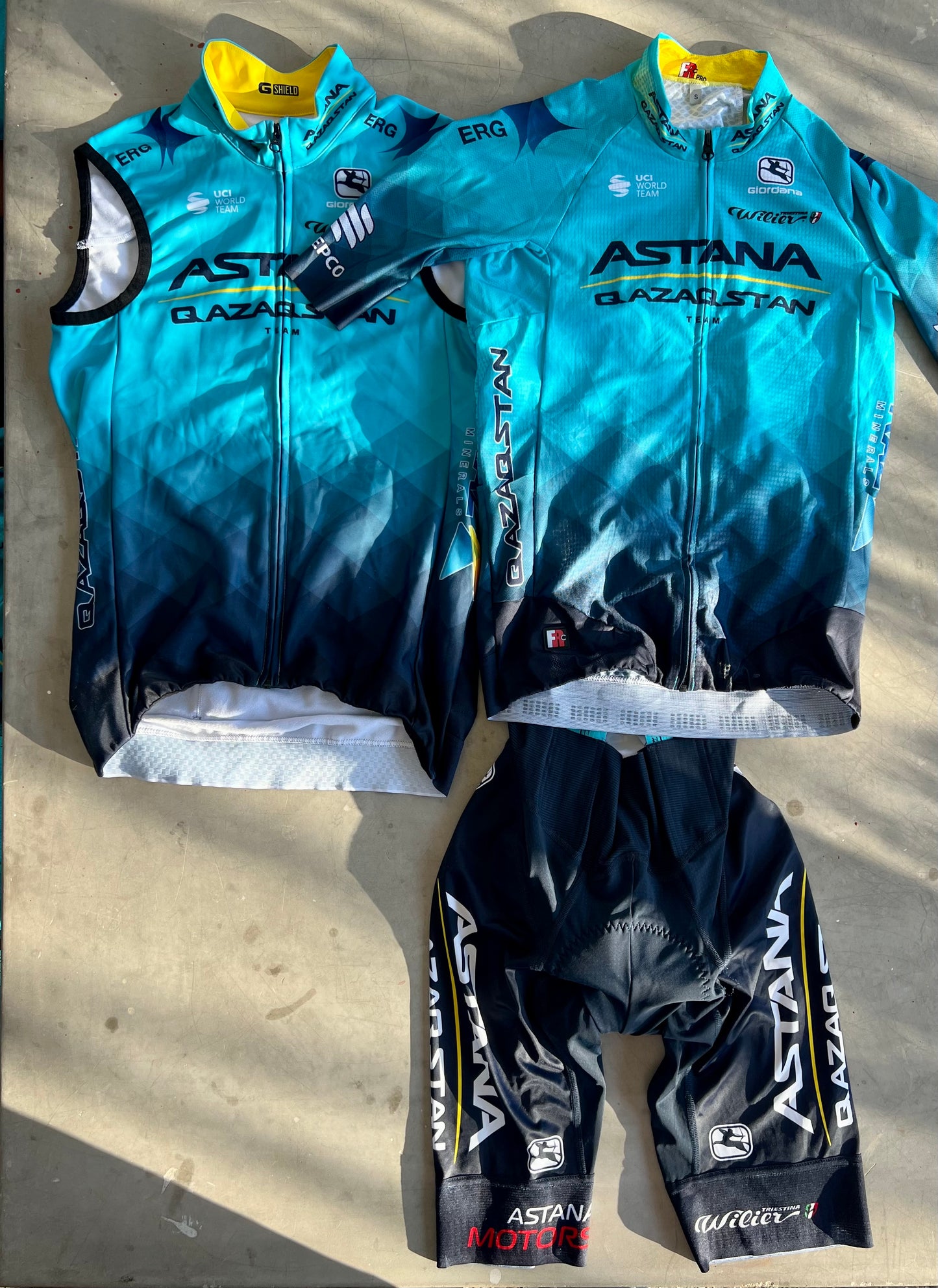 Astana | Giordana Bundle - Thermal Gilet, Jersey & Bibs | S | Rider-Issued Pro Team Kit