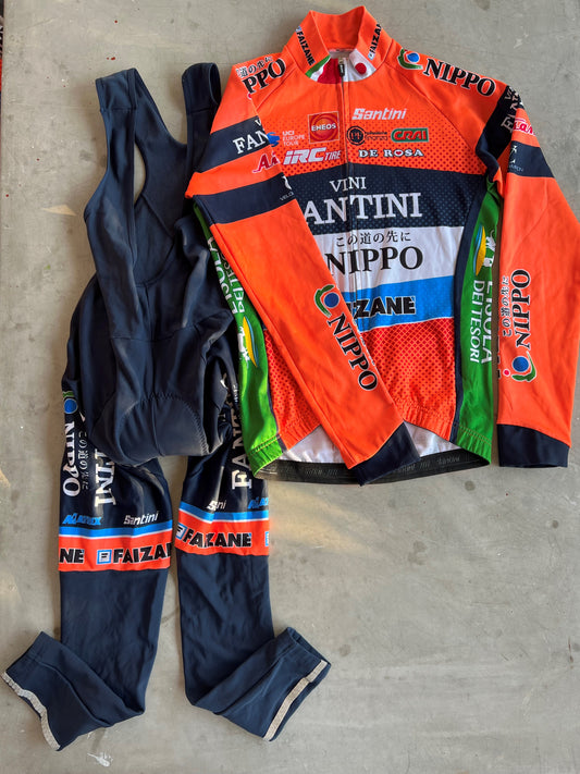 Nippo Fantini | Santini Bundle - Long Sleeve Jersey and Thermal Padded Tights | S | Rider-Issued Pro Team Kit