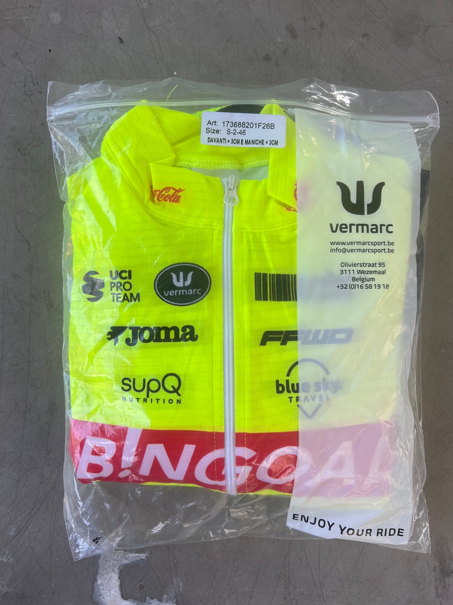 Bingoal | Vermarc Short Sleeve Race Suit | Yellow | S | Rider-Issued Pro Team Kit