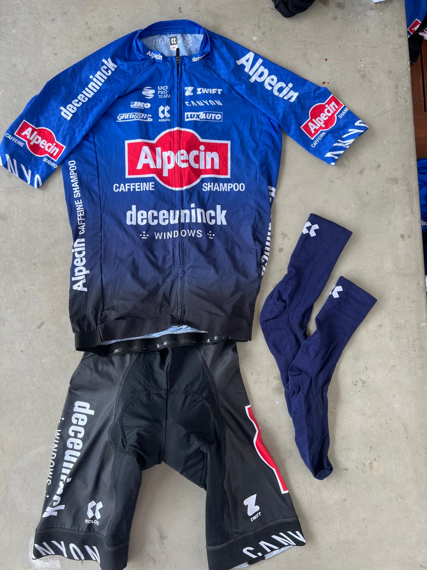 Alpecin Deceuninck Men | Kalas Bundle - Jersey, Bibs, Socks | L | Rider-Issued Pro Team Kit