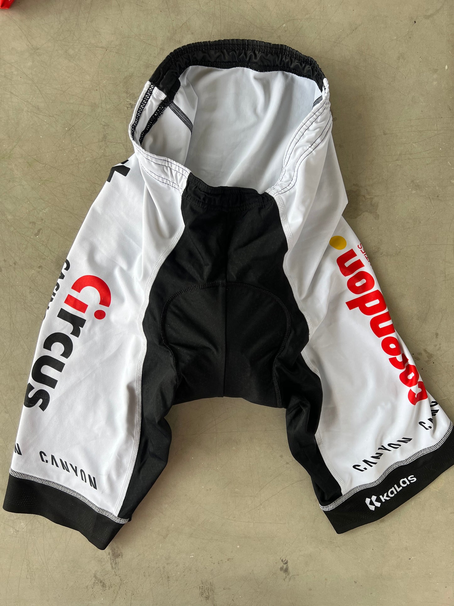 Corendon Circus | Kalas Padded Riding Shorts | Black & White | L/XL | Rider-Issued Pro Team Kit