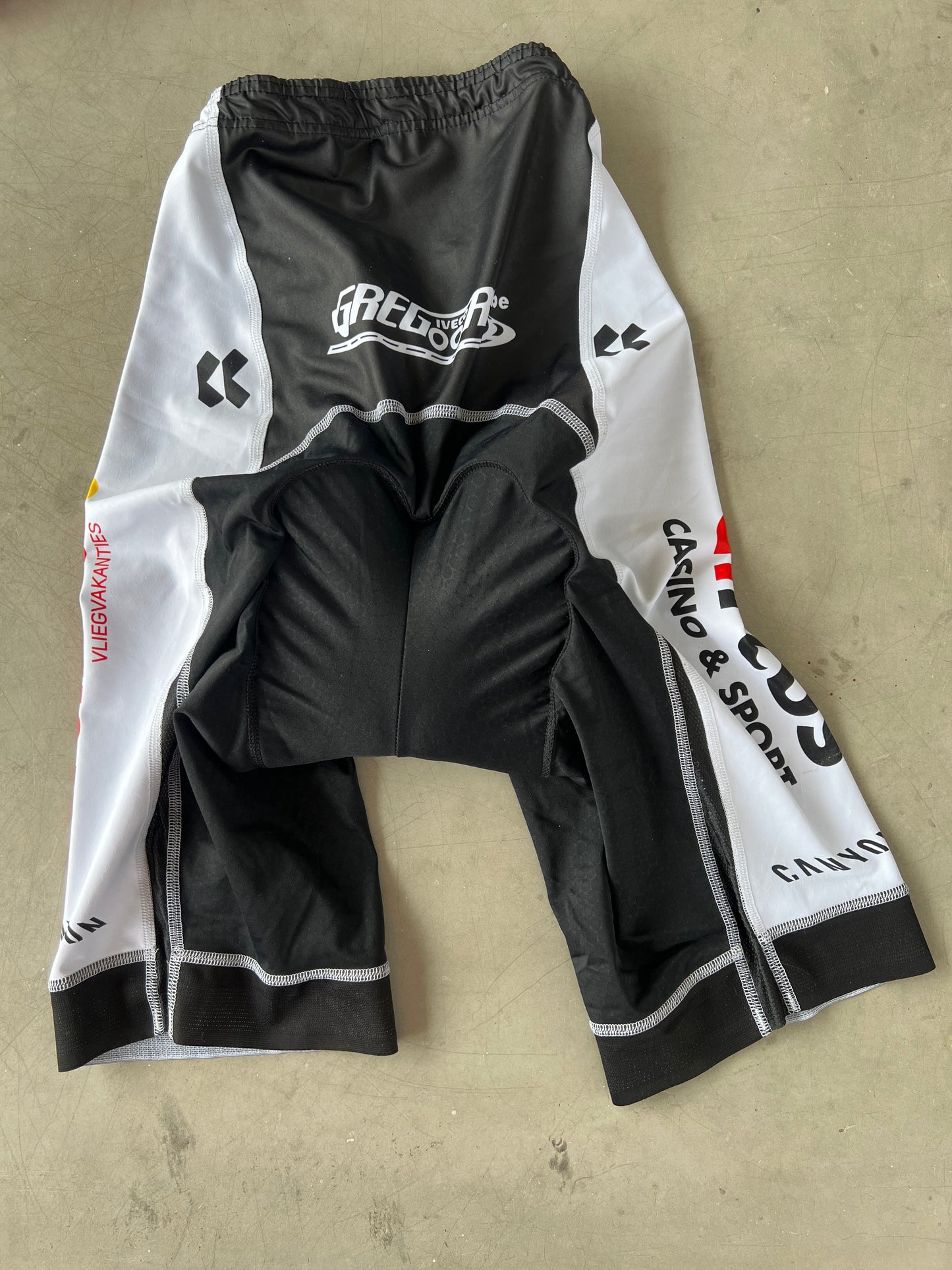 Corendon Circus | Kalas Padded Riding Shorts | Black & White | L/XL | Rider-Issued Pro Team Kit