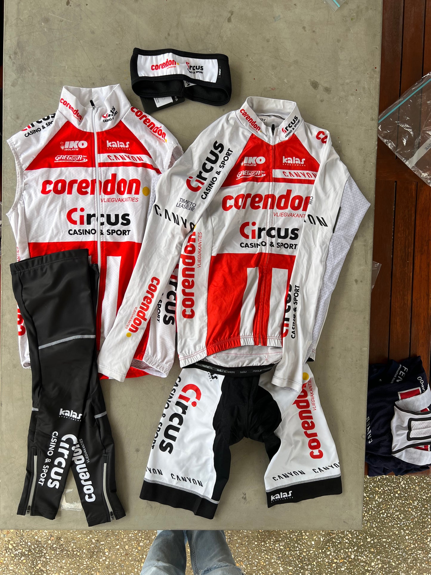 Corendon Circus | Kalas Bundle -Jersey, Bibs, Gilet, Leg Warmers, Headband | White | L/XL | Rider-Issued Pro Team Kit