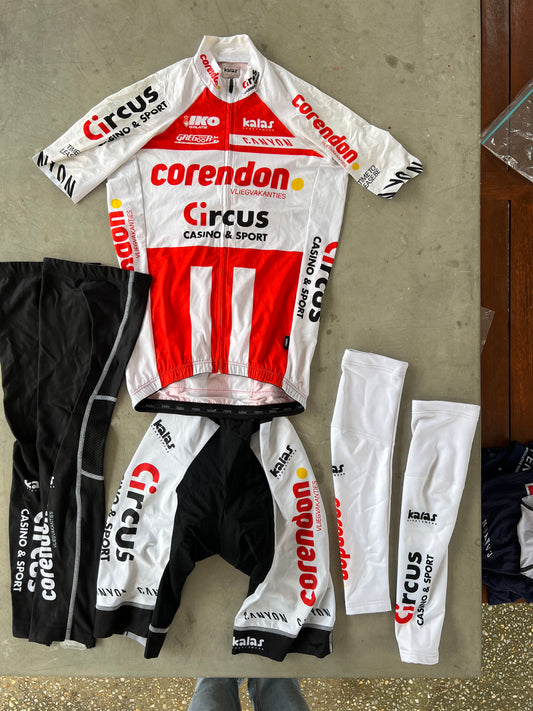 Corendon Circus | Kalas Bundle -Jersey, Bibs, Arm Warmers, Leg Warmers | White | M/L | Rider-Issued Pro Team Kit