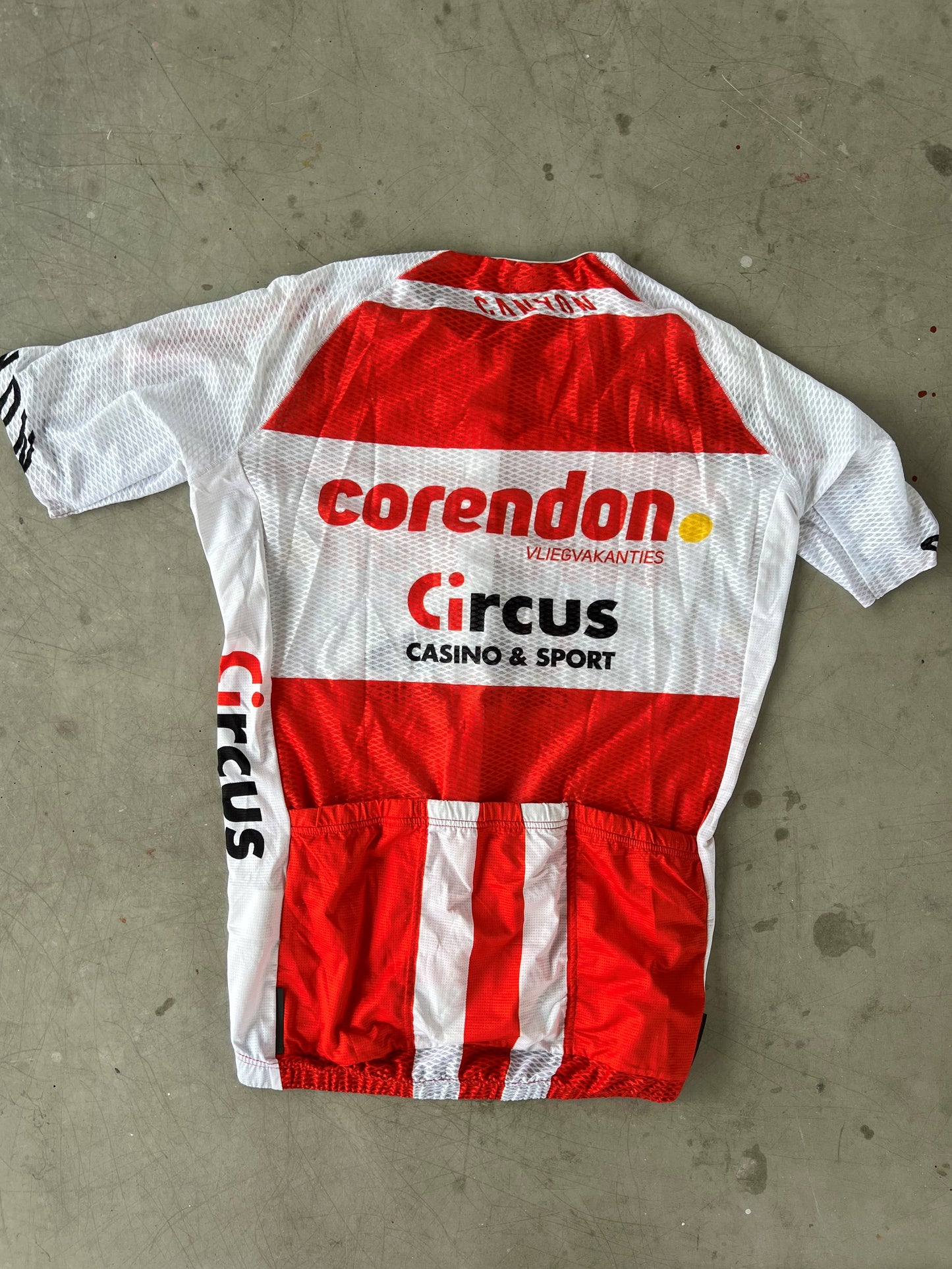 Corendon Circus | Kalas Bundle - Summer Jersey, Bibs, Knee Warmers | White | L | Rider-Issued Pro Team Kit