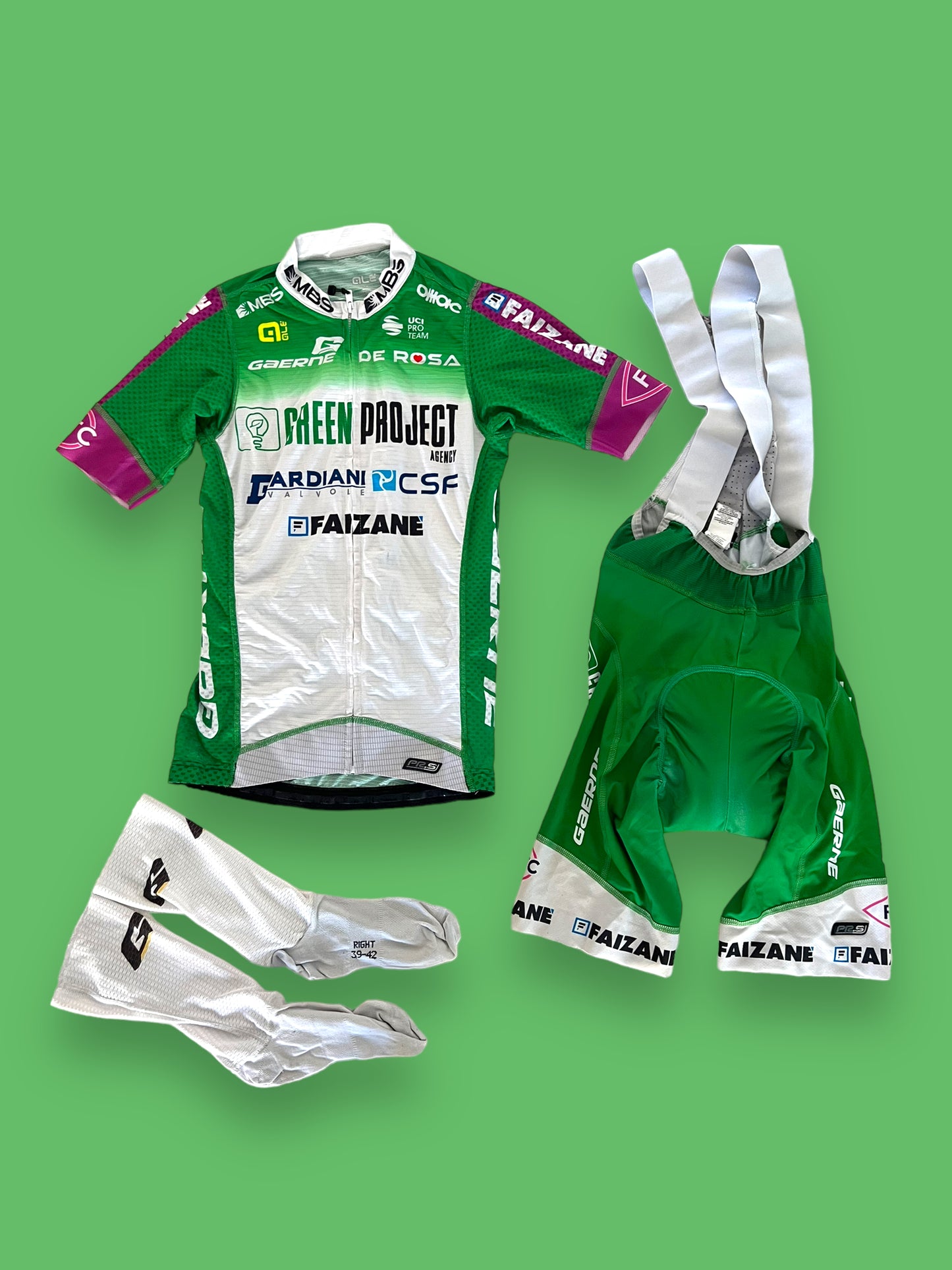 Cycling Kit Bundle - Jersey, Bib Shorts & Aero Socks | Ale | Bardiani Green Project Pro Team | Pro Cycling Kit