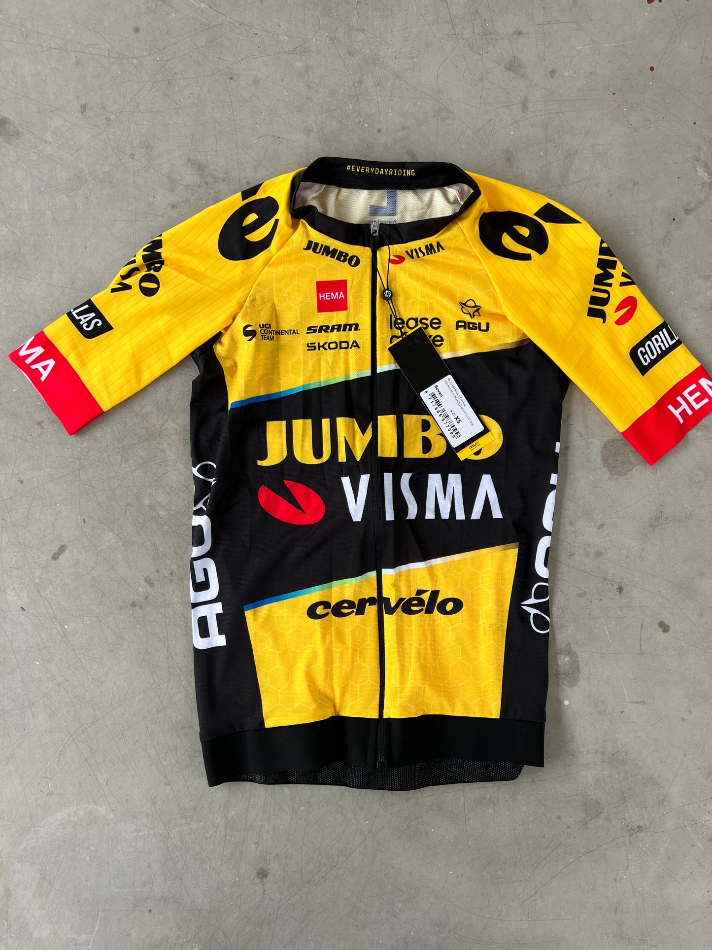 Jumbo Visma | Agu Winter Bundle - Long Sleeve Jersey, Padded Tights, Vest & Gloves | XS | Rider-Issued Pro Team Kit