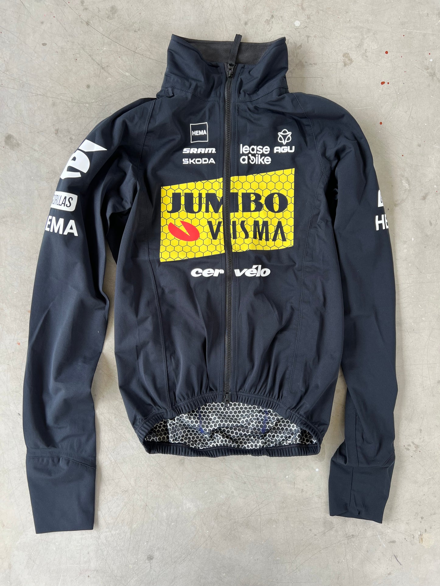 Jumbo Visma | Agu Black Rain Jacket | XS | Rider-Issued Pro Team Kit