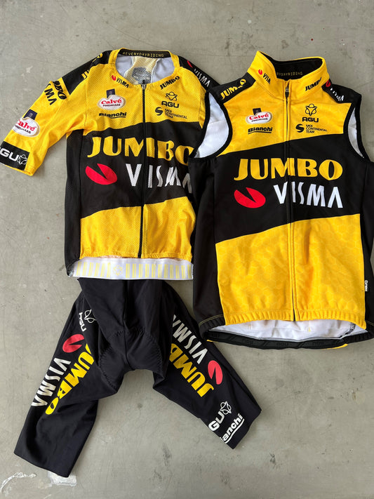 Jumbo Visma | Agu Bundle - Jersey, Bibs and Thermal Gilet | XS | Rider-Issued Pro Team Kit