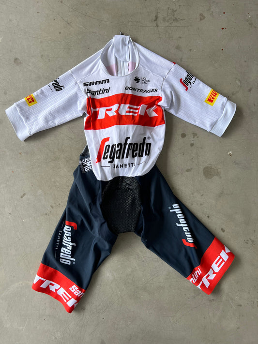 Trek Segafredo | Santini Short Sleeve TT Suit and Gloves | White | Rider-Issued Pro Team Kit