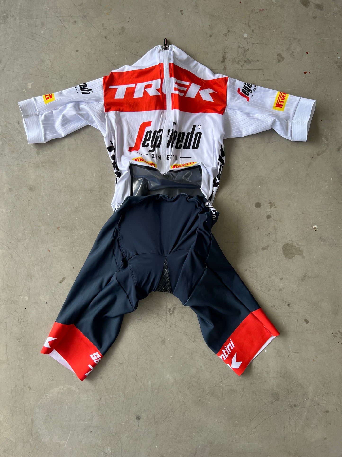 Trek Segafredo | Santini Short Sleeve TT Suit and Gloves | White | Rider-Issued Pro Team Kit