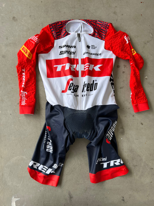 Trek Segafredo | Santini Long Sleeve TT Suit | White/Red | M | Rider-Issued Pro Team Kit