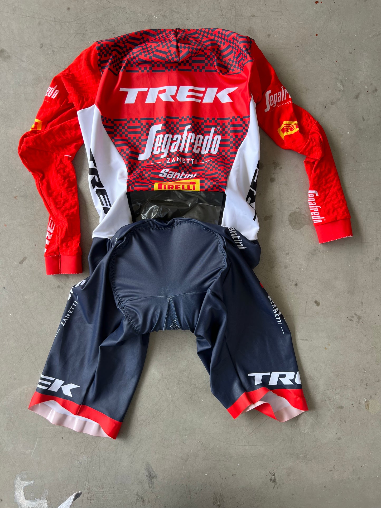 Trek Segafredo | Santini Long Sleeve TT Suit | White/Red | M | Rider-Issued Pro Team Kit