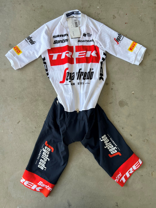 Trek Segafredo | Santini Short Sleeve Race Suit | White | S | Rider-Issued Pro Team Kit