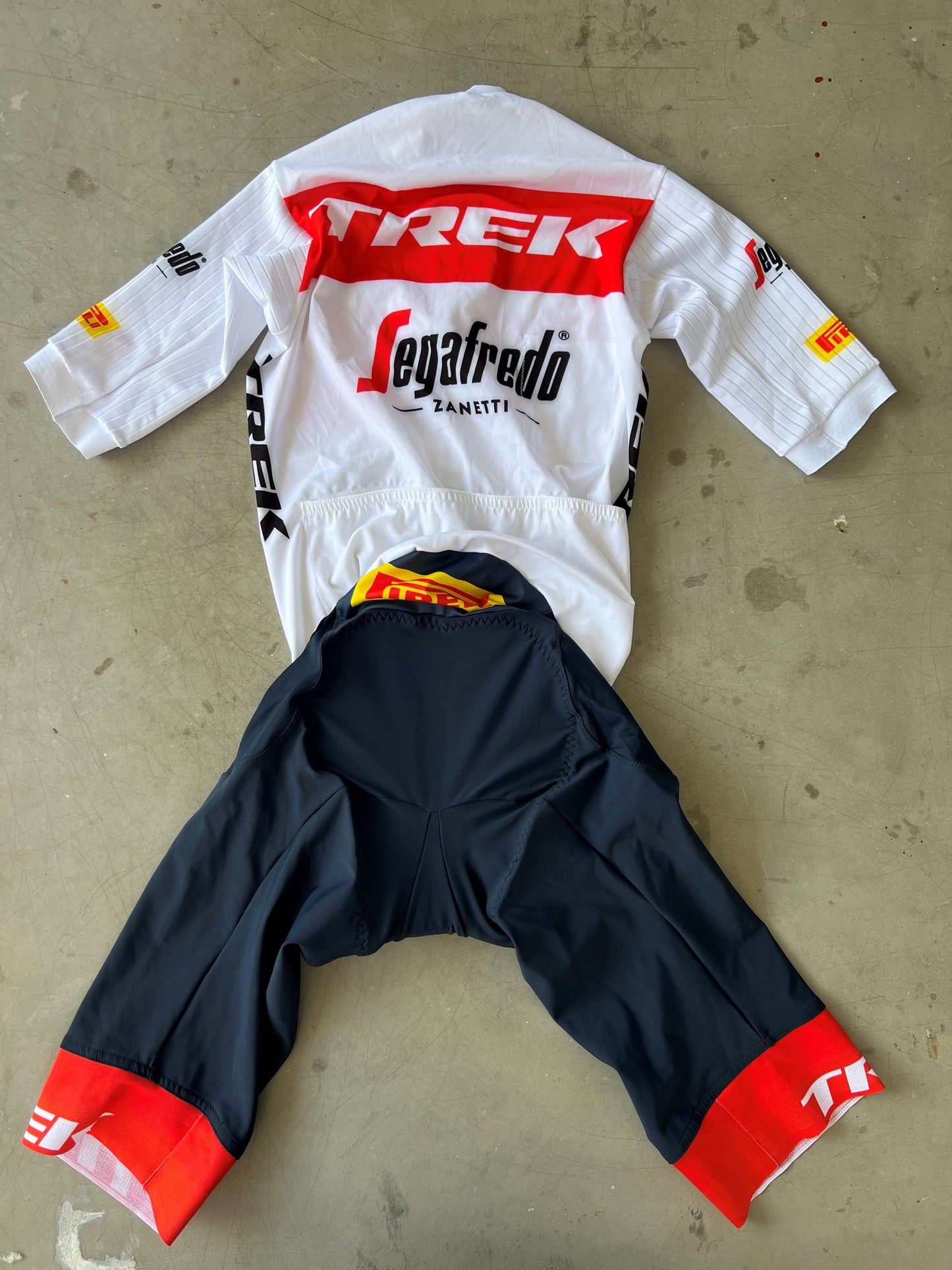 Trek Segafredo | Santini Short Sleeve Race Suit | White | S | Rider-Issued Pro Team Kit