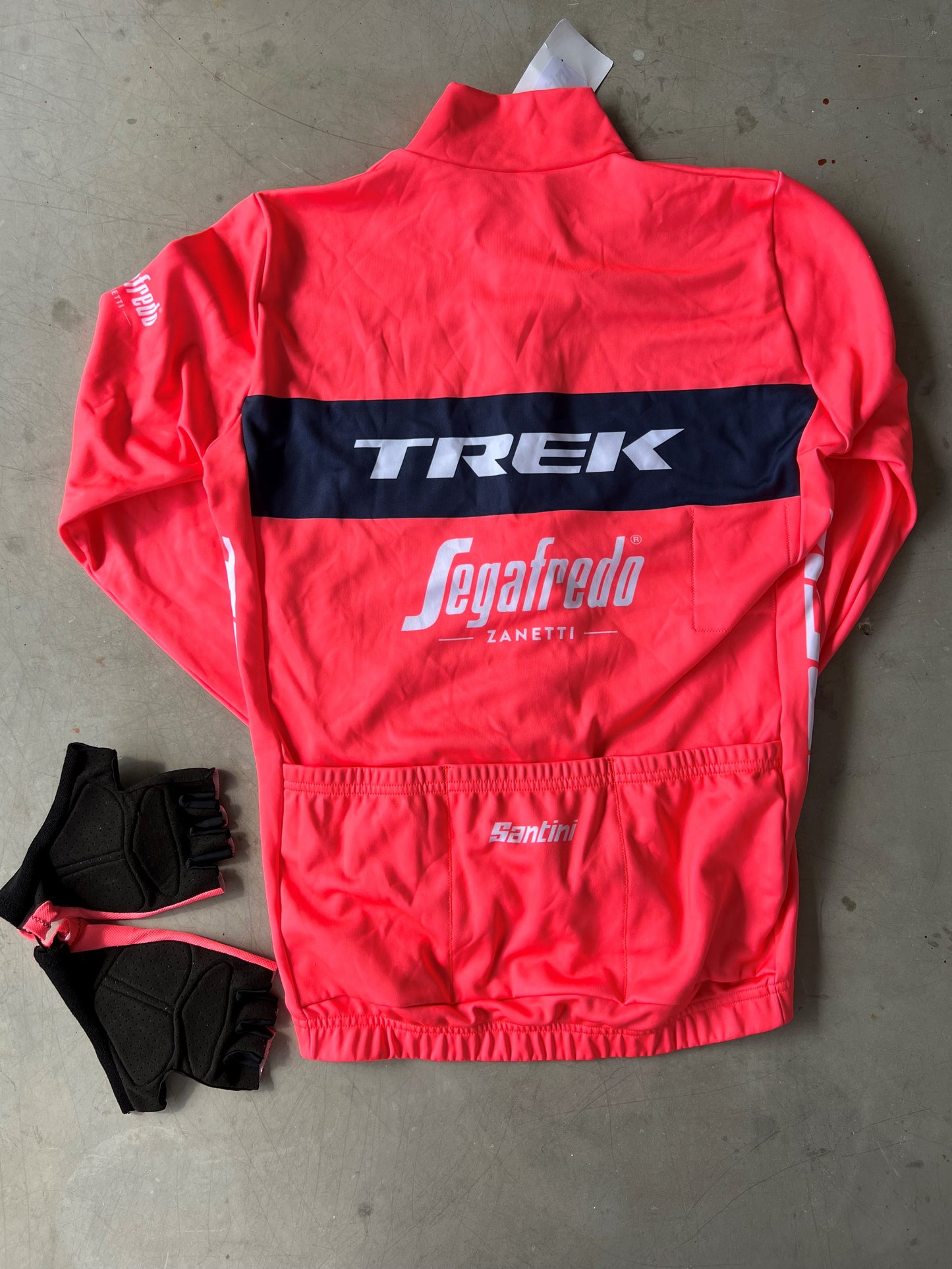 Trek Segafredo | Santini Bundle - Jacket and Gloves | Pink | M | Rider-Issued Pro Team Kit