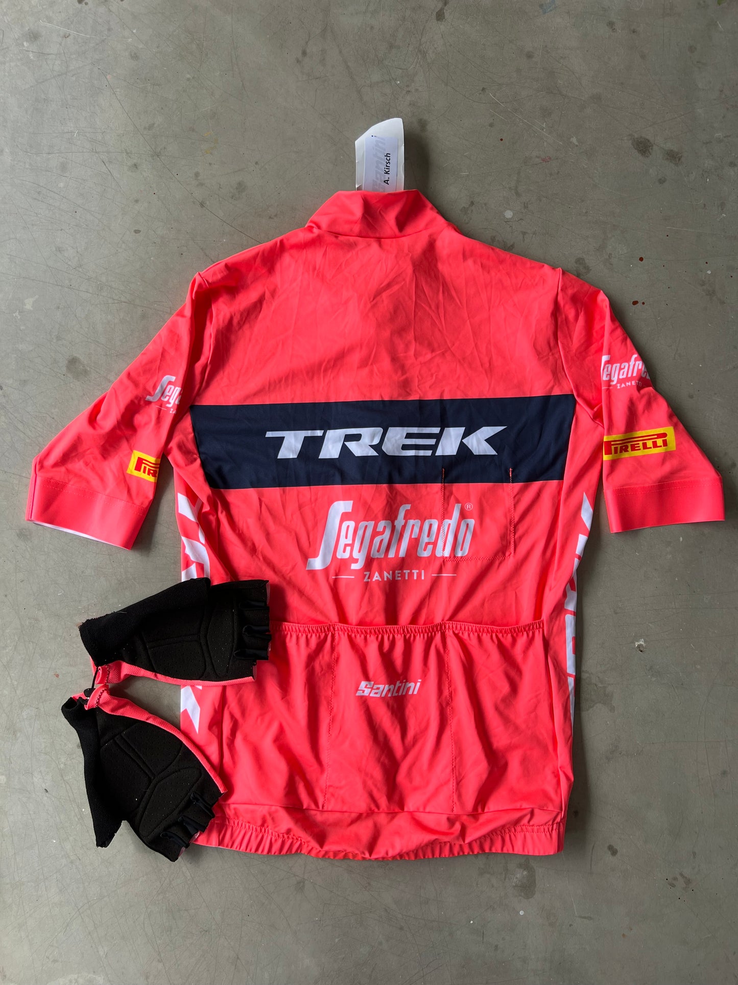 Trek Segafredo | Santini Bundle - Jersey and Gloves | Pink | M | Rider-Issued Pro Team Kit