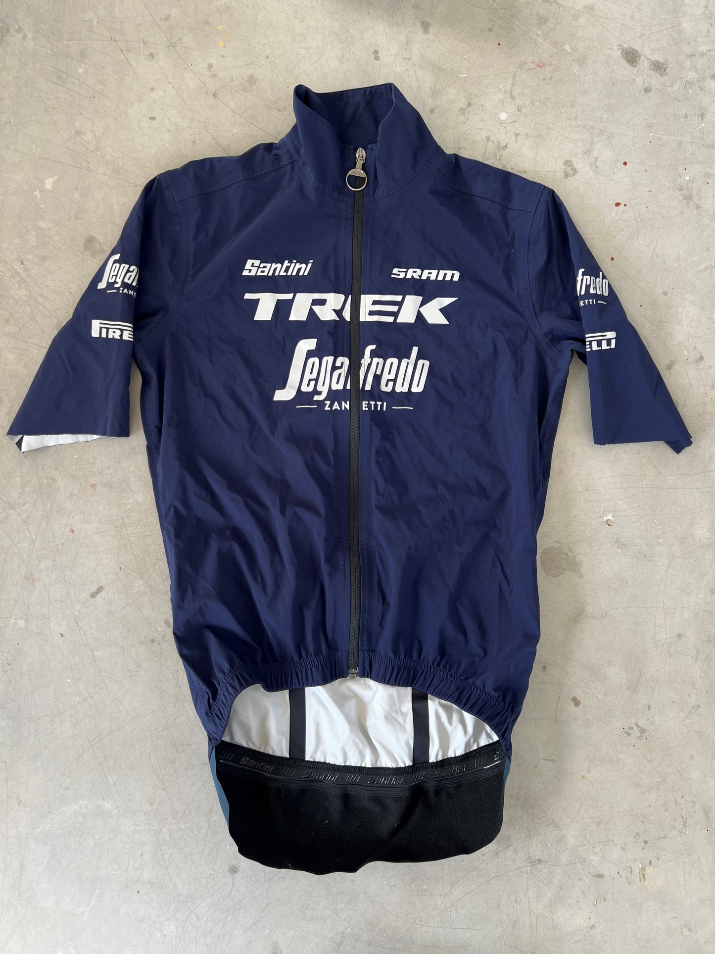 Trek Segafredo | Santini Short Sleeve Gabba Jacket | Navy | M | Rider-Issued Pro Team Kit