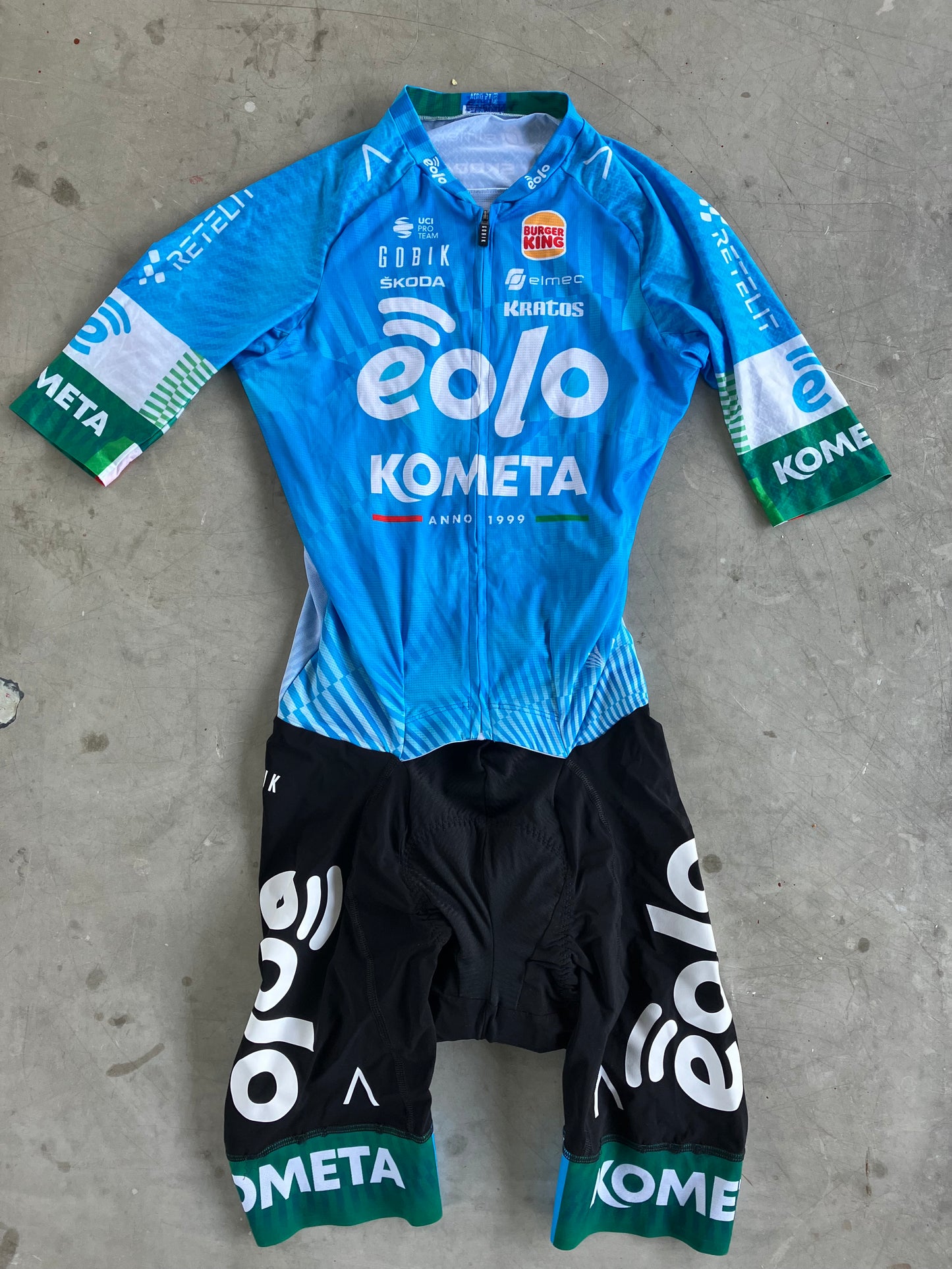 Eolo | Gobik Short Sleeve Race Suit | Blue, with BK buns | S | Rider-Issued Pro Team Kit