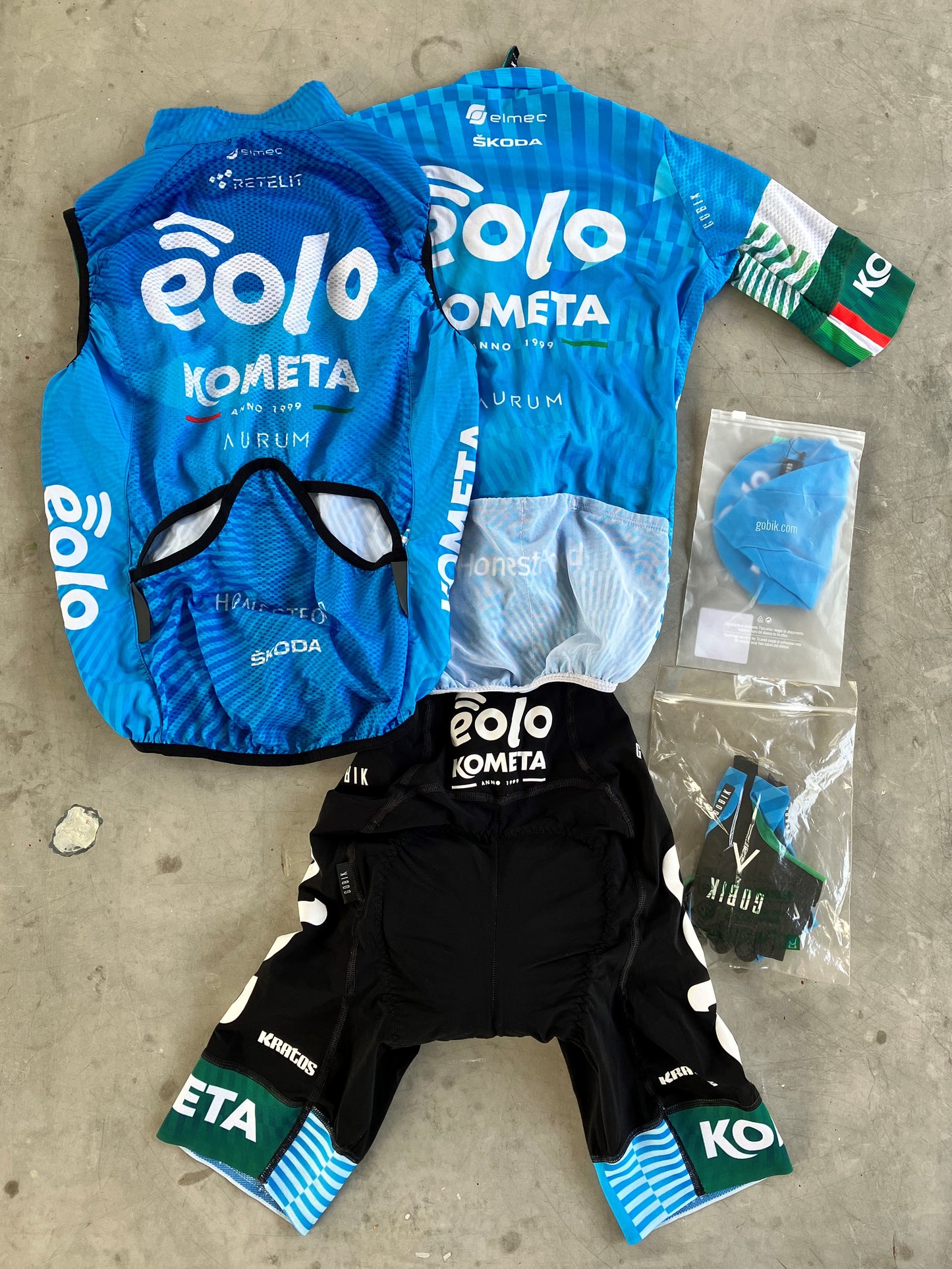 Eolo | Gobik Bundle - Jersey, Bibs, Gilet, Cap & Gloves | Blue | XS | Rider-Issued Pro Team Kit