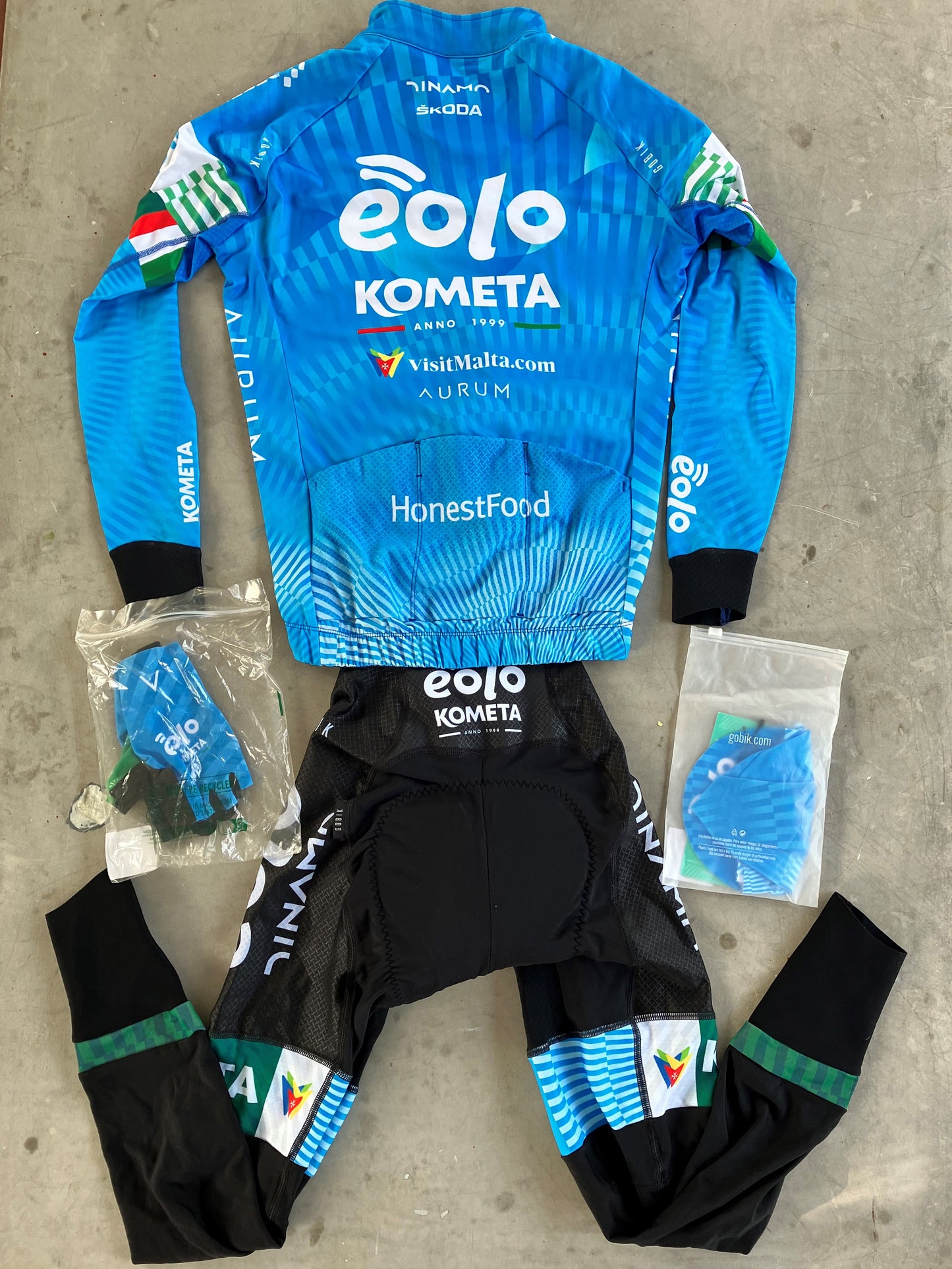 Eolo | Gobik Winter Bundle - Thermal Jersey, Padded Tights, Cap & Gloves | Blue | S | Rider-Issued Pro Team Kit