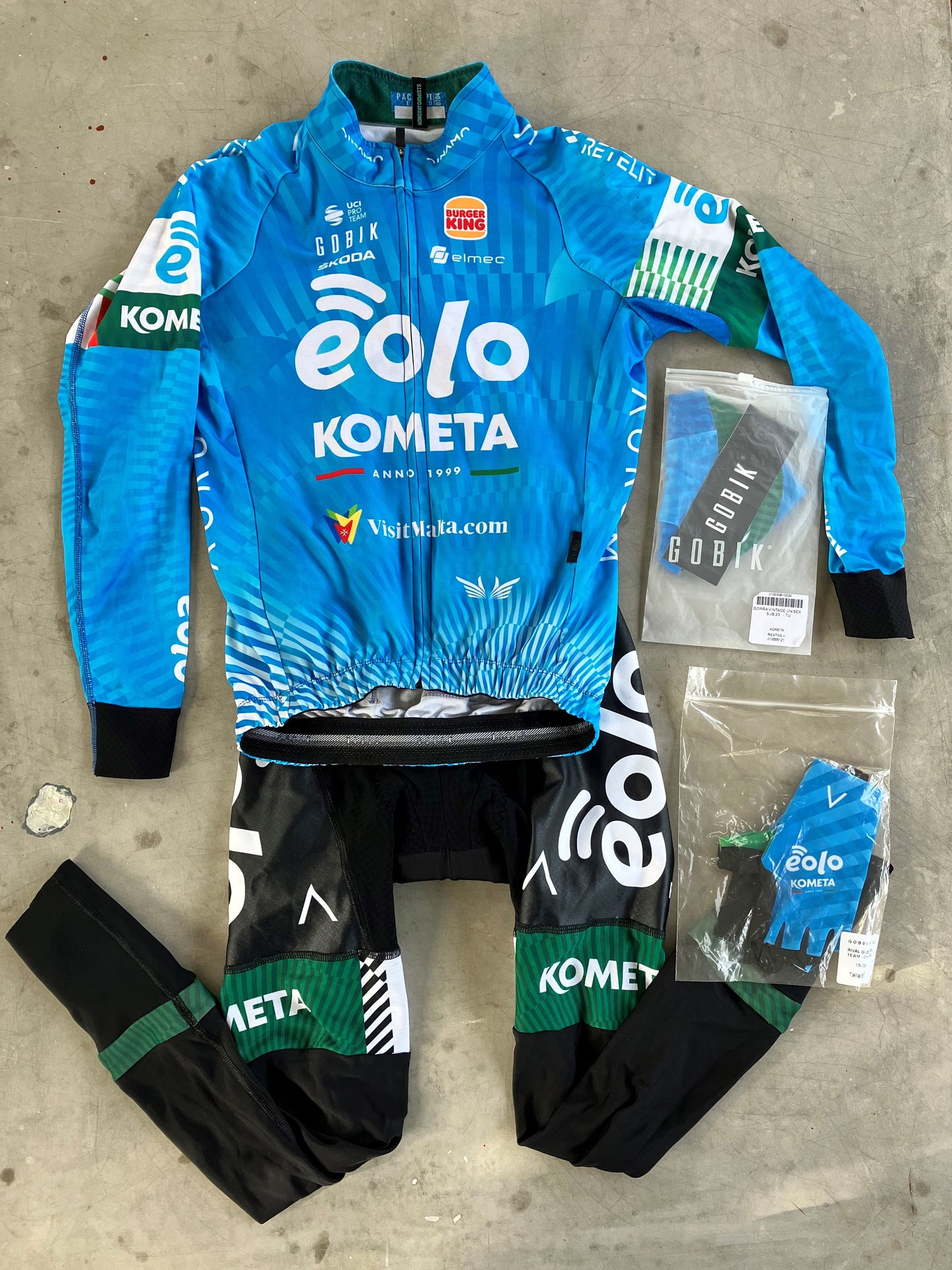 Eolo | Gobik Winter Bundle - Thermal Jersey, Padded Tights, Cap & Gloves | Blue | XS | Rider-Issued Pro Team Kit