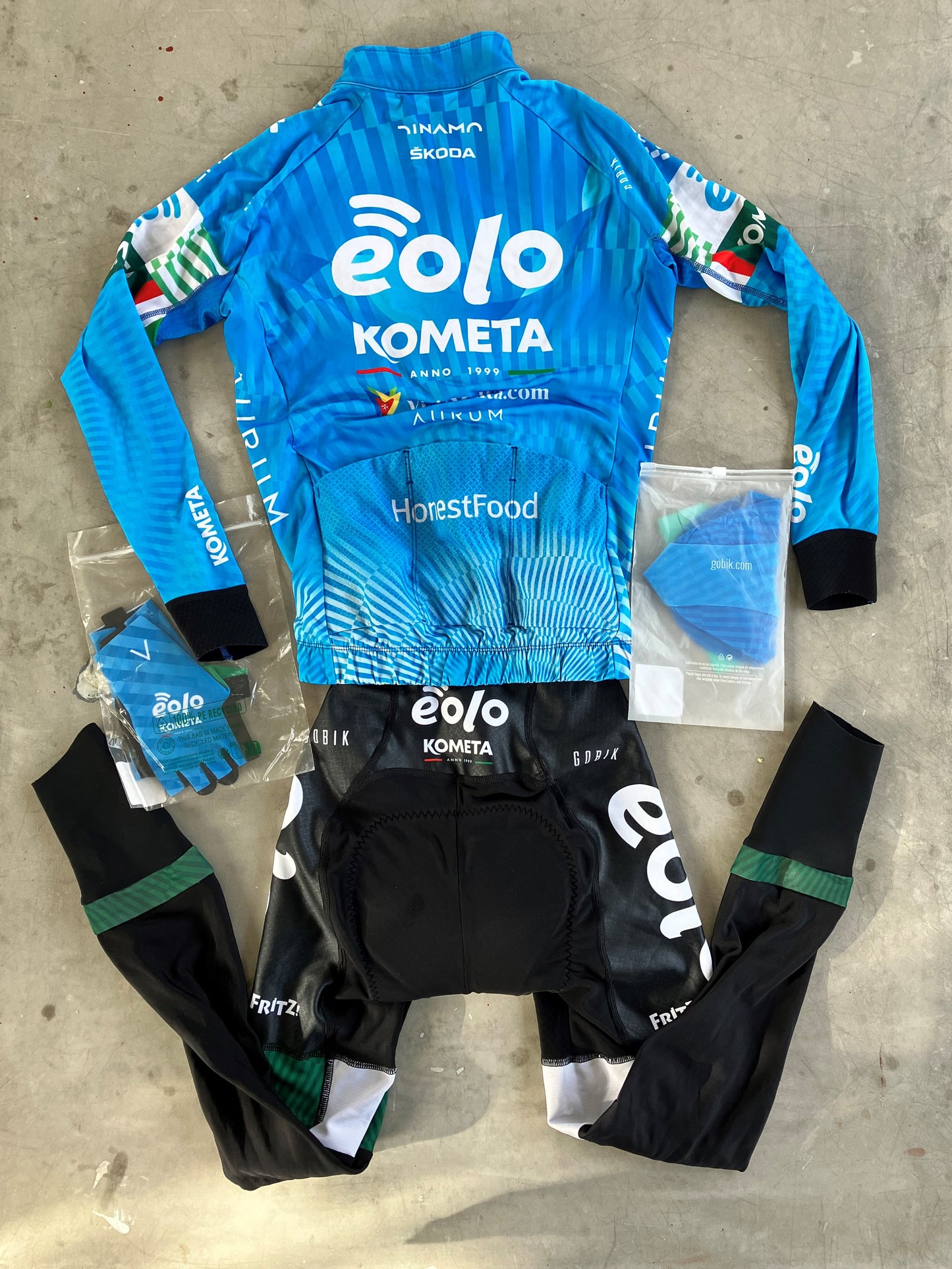 Eolo | Gobik Winter Bundle - Thermal Jersey, Padded Tights, Cap & Gloves | Blue | XS | Rider-Issued Pro Team Kit