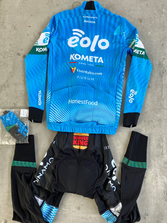 Eolo | Gobik Winter Bundle - Thermal Jersey, Padded Tights, Cap & Gloves | Blue with BK buns | S | Rider-Issued Pro Team Kit