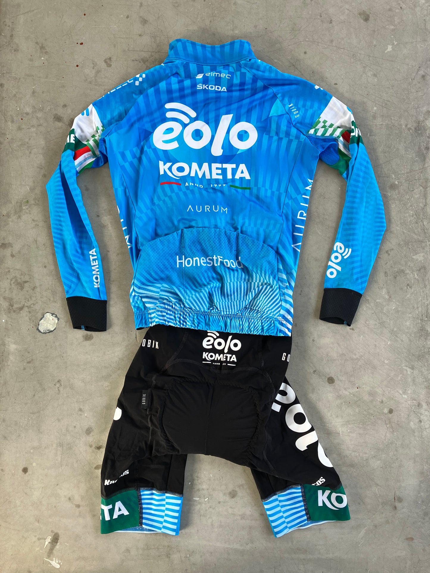 Eolo | Gobik Bundle - Long Sleeve Jersey & Bibs | Blue | S | Rider-Issued Pro Team Kit