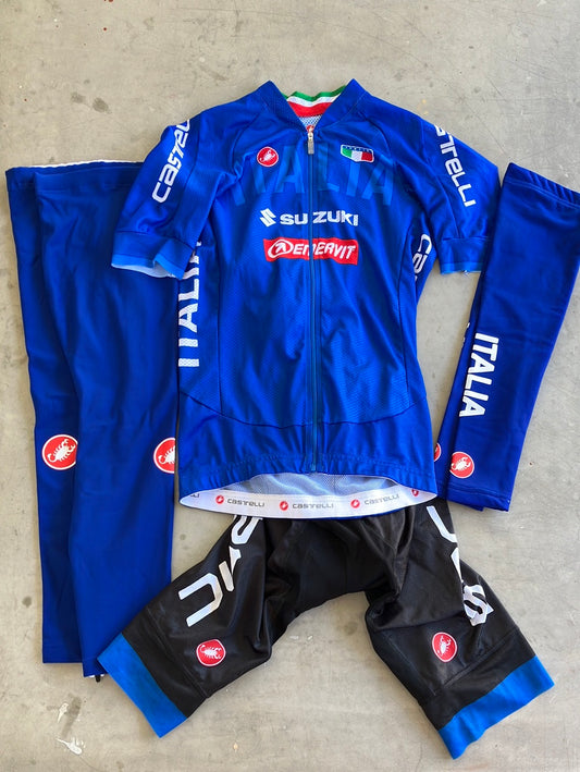 Short Sleeve Jersey, Bib Shorts, Arm & Leg Warmers Bundle | Castelli | Italy/Italia National Team | Pro Cycling Kit