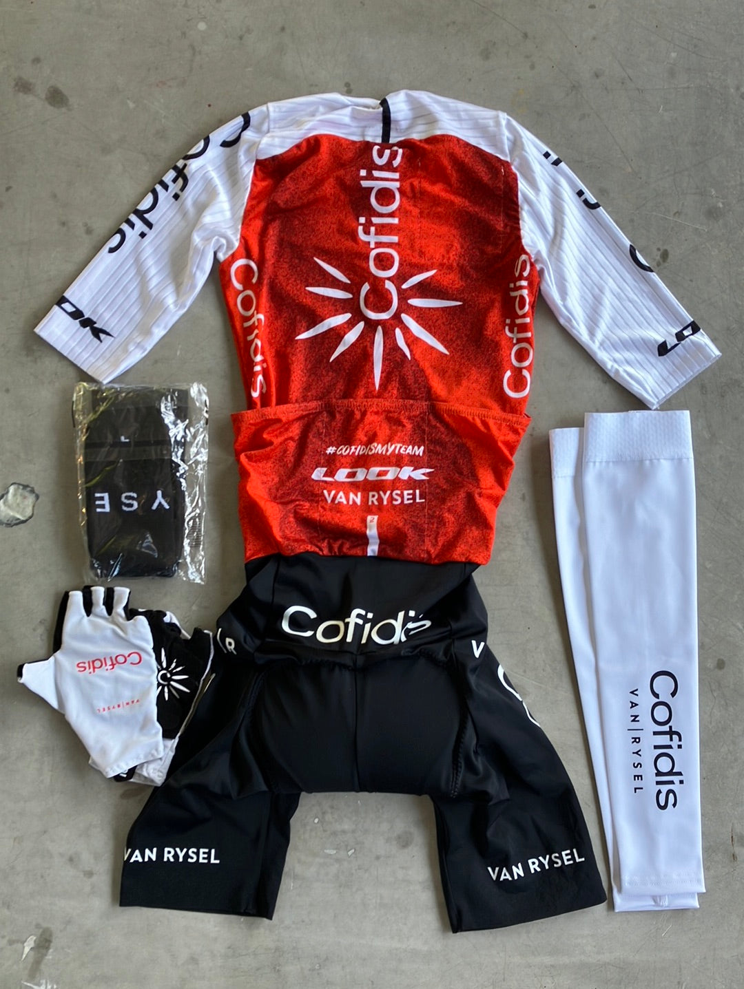 Cofidis | Van Rysel Bundle - Race Suit, Gloves, Socks & Arm Warmers | Pro-Issued Pro Team Kit